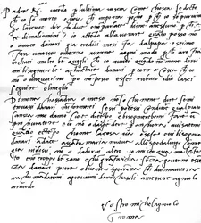 1508年6月にローマで執筆された、父親であるレオナルドディブオナロータシモーニのフィレンツェへの手紙